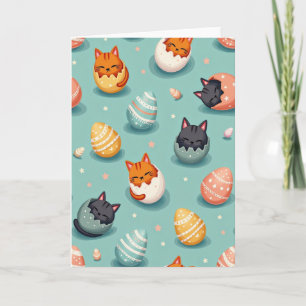 Tarjeta de patrón de felino adorable que sale del 
