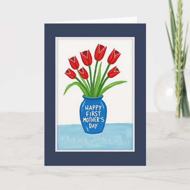 Tarjeta de patrón de flores carmesí (Anverso)