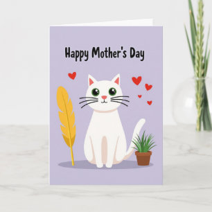 Tarjeta de patrón de gatito lavanda