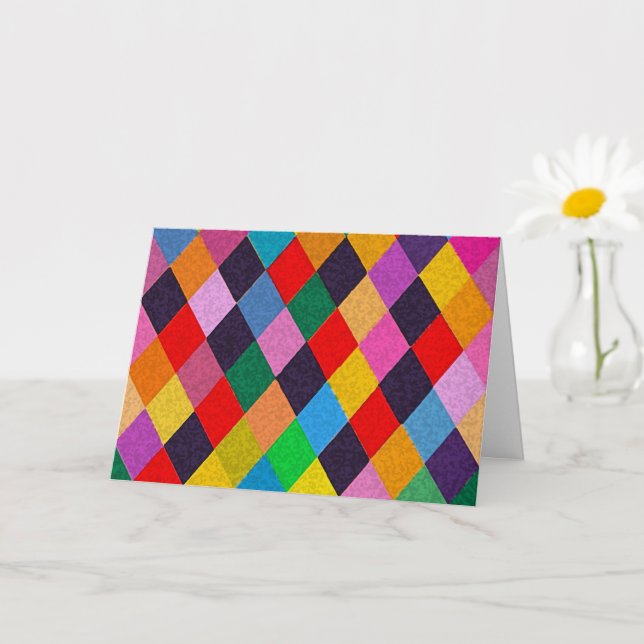 TARJETA DE PATRON DE HARLEQUÍN DE MARDI GRAS Rombo (Planta pequeña)