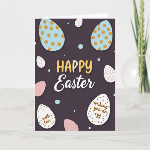 Tarjeta de patrón de huevo de Pascua feliz