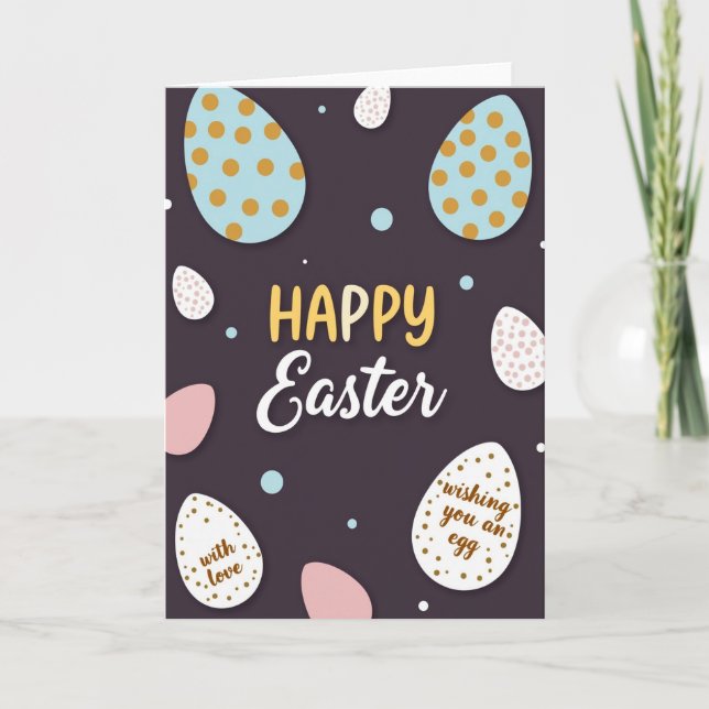 Tarjeta de patrón de huevo de Pascua feliz (Anverso)
