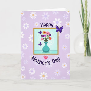 Tarjeta de patrón de lavanda de margarita