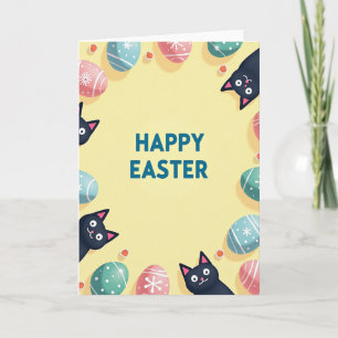 Tarjeta de Patrón de Lunares de Gata de Pascua