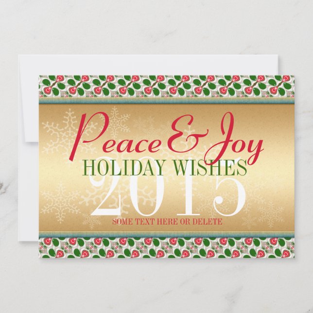 Tarjeta de patrón de Navidades de cerezas rojas y  (Anverso)