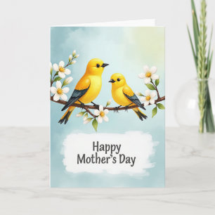 Tarjeta de patrón de pájaros azul cielo