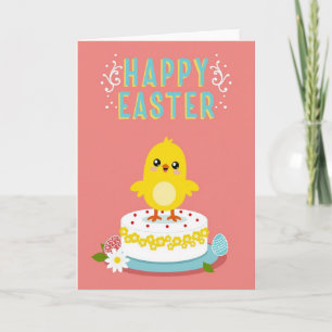 Tarjeta de patrón de pastel de pollito de primaver