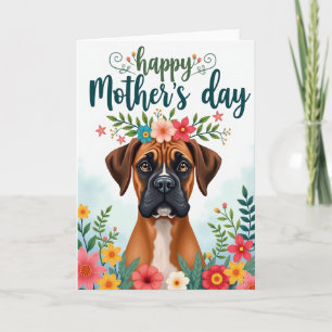 Tarjeta de patrón de perro con corona floral