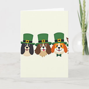 Tarjeta de patrón de perro con sombreros verdes