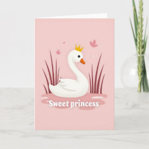 Tarjeta de patrón de princesa cisne rosa