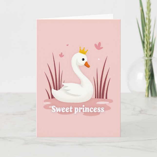 Tarjeta de patrón de princesa cisne rosa (Anverso)