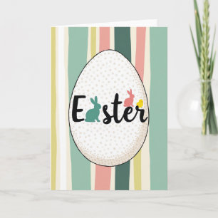 Tarjeta de patrón de raya de conejo de Pascua