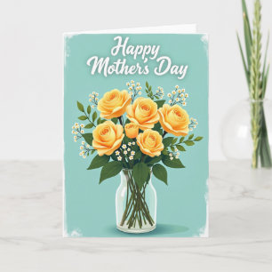 Tarjeta de patrón de rosas florales azul verdoso