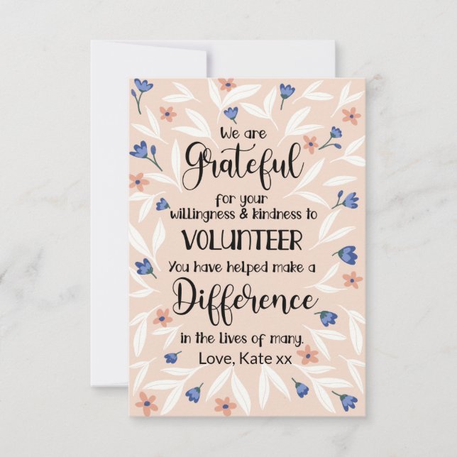 tarjeta de patrón de semana de apreciación volunta (Anverso)