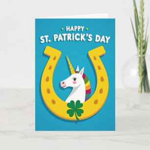 Tarjeta de patrón de unicornio afortunado
