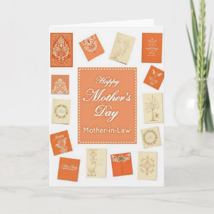 Tarjeta de patrón del día de la madre de marfil