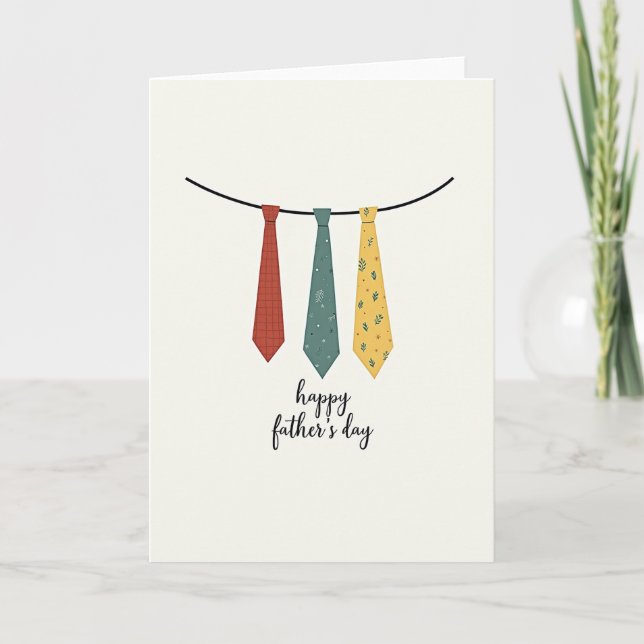 Tarjeta de patrón del Día del Padre con corbata ve (Anverso)