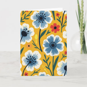 Tarjeta de patrón ocre floral