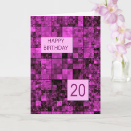 Tarjeta de patrón rosa de cumpleaños número 20