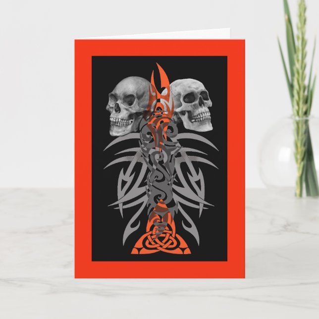 Tarjeta de patrón tribal Skulls (Anverso)