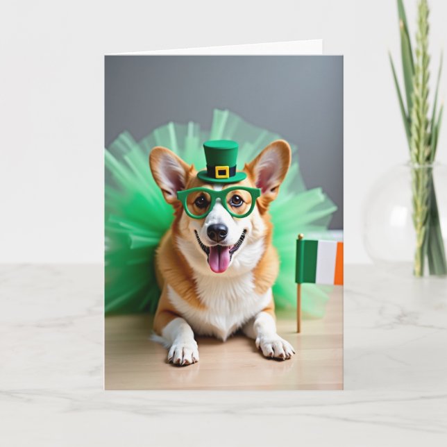 Tarjeta de patrón verde Corgi (Anverso)
