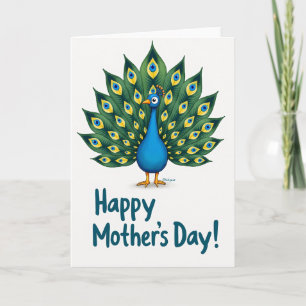 Tarjeta de pavo real dulce día de la madre