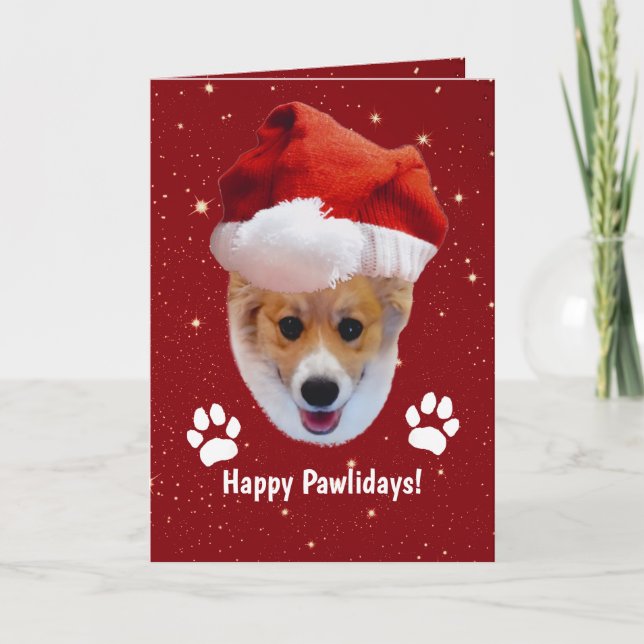 Tarjeta de Pawlidays Feliz Santa Corgi (Anverso)