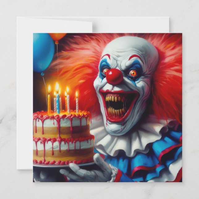 Tarjeta de Payaso de Terror de Cumpleaños (Anverso)