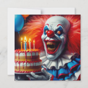 Tarjeta de payaso de terror de Feliz Cumpleaños