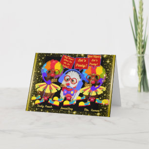 Tarjeta de Payasos de Circo en Tiempo de Fiesta