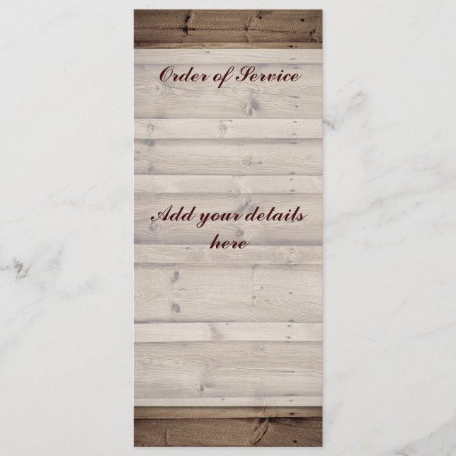 Tarjeta de pedido de servicio de madera antigua (Anverso)