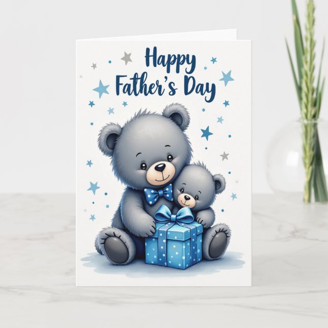 Tarjeta de peluche Azure Gift para el Día del Padr (Anverso)