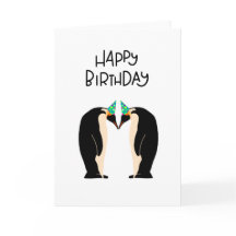 Tarjeta de penguin de cumpleaños feliz
