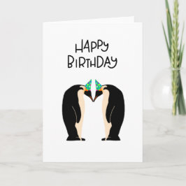Tarjeta de penguin de cumpleaños feliz