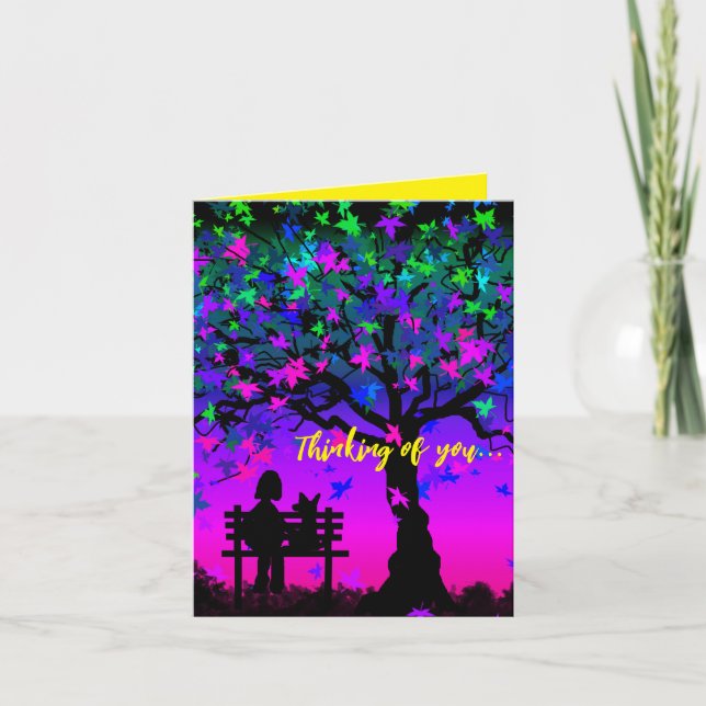 Tarjeta de Pensamientos para Ti Puesta de Sol con  (Anverso)