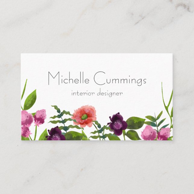 tarjeta de pequeño negocio simple de flor silvestr (Anverso)