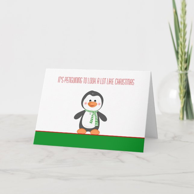 Tarjeta de pequeños Navidades pingüinos (Anverso)
