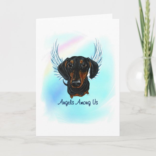 Tarjeta de pérdida de Mascota Angel Dog Negro y Ta (Anverso)
