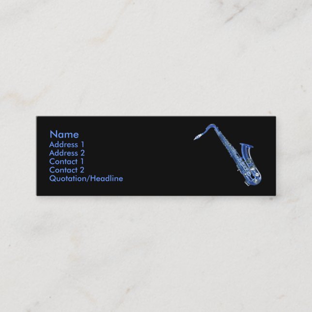 Tarjeta de perfil azul saxofón (Anverso)