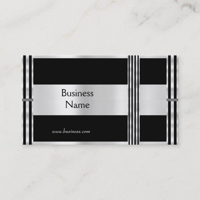 Tarjeta de perfil Business Art Deco Black Silver S (Anverso)