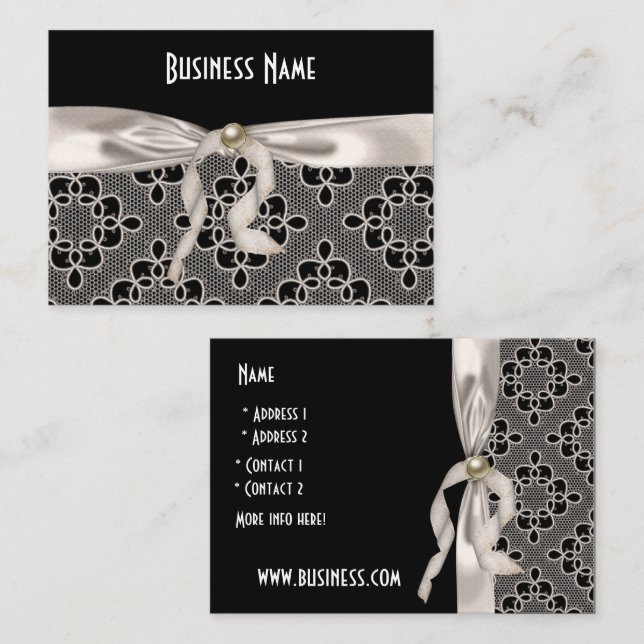 Tarjeta de perfil Business Art Nouveau Lace Bow (Anverso / Reverso)
