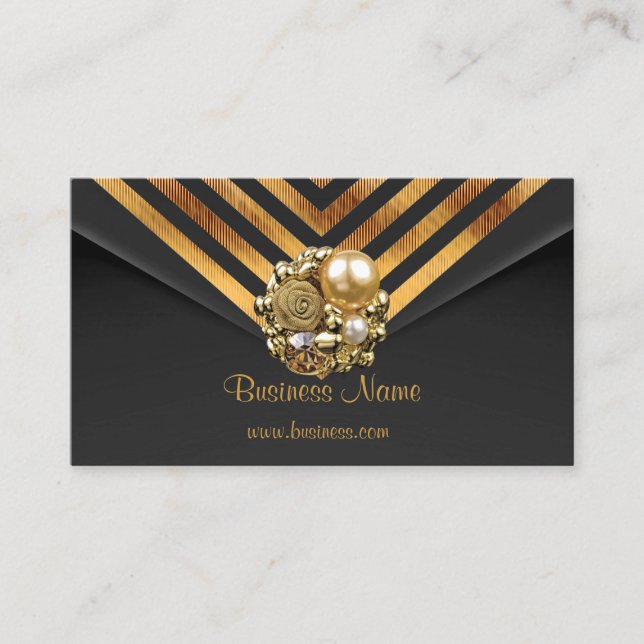 Tarjeta de perfil Business Gold Jewel Black Velvet (Anverso)