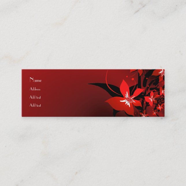 Tarjeta de perfil Business Shady Red Floral larga (Anverso)