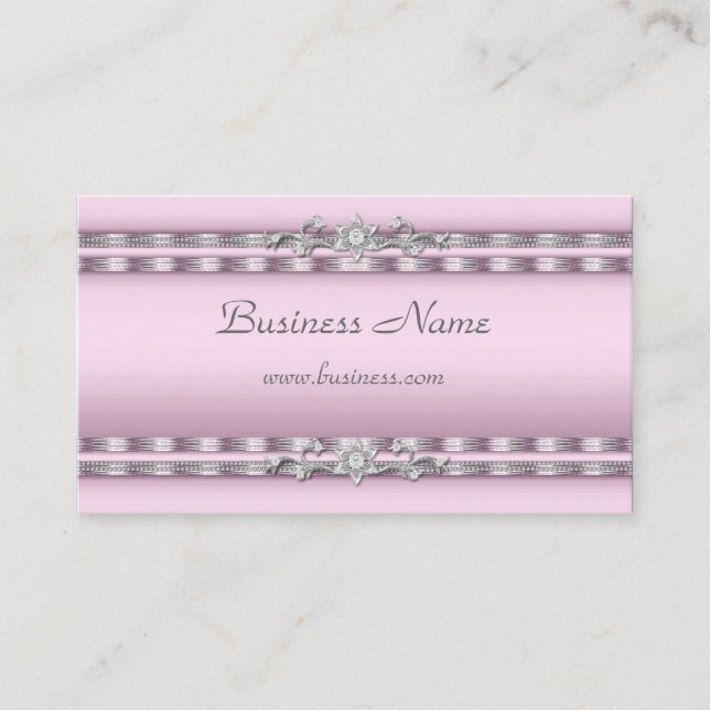 Tarjeta de perfil Business Soft Pink Silver Jewel (Anverso)