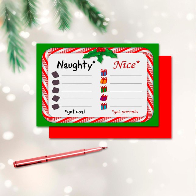 Tarjeta de perfil de 3,5" x 2,5" traviesa o niza (Go ahead...name names! They know who they are! The Naughty get coal. Nice ones get presents. )