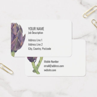 Tarjeta de perfil de alcachofa púrpura