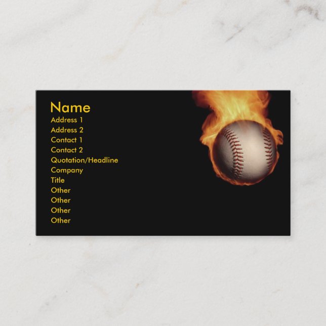 Tarjeta de perfil de béisbol sobre incendios (Anverso)