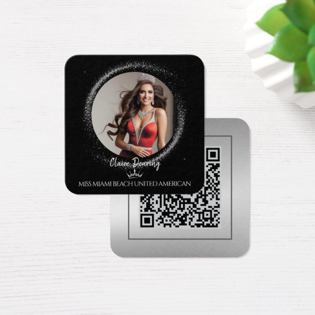 Tarjeta de Perfil de Código QR con Polvo de Diaman (Escritorio)