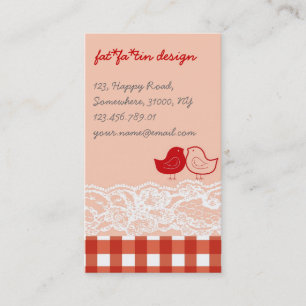 Tarjeta de perfil de encaje para pájaros rojos y r