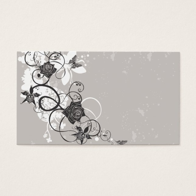 Tarjeta de perfil de flores negras (Frente)